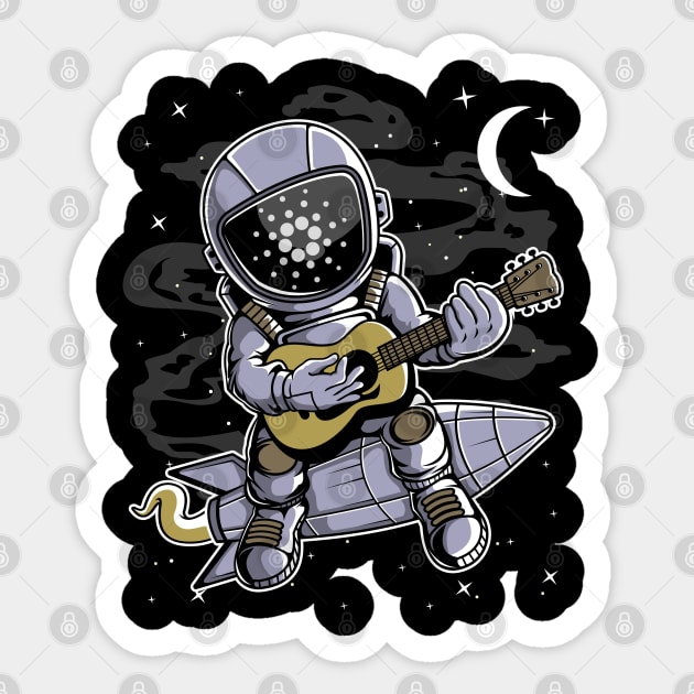 Astronaut Guitar Cardano ADA Coin To The Moon Crypto Token Cryptocurrency Blockchain Wallet Birthday Gift For Men Women Kids Sticker by Thingking About